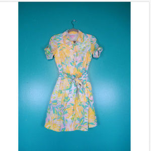 LILLY PULITZER JADA YELLOW PINK SHIRT DRESS